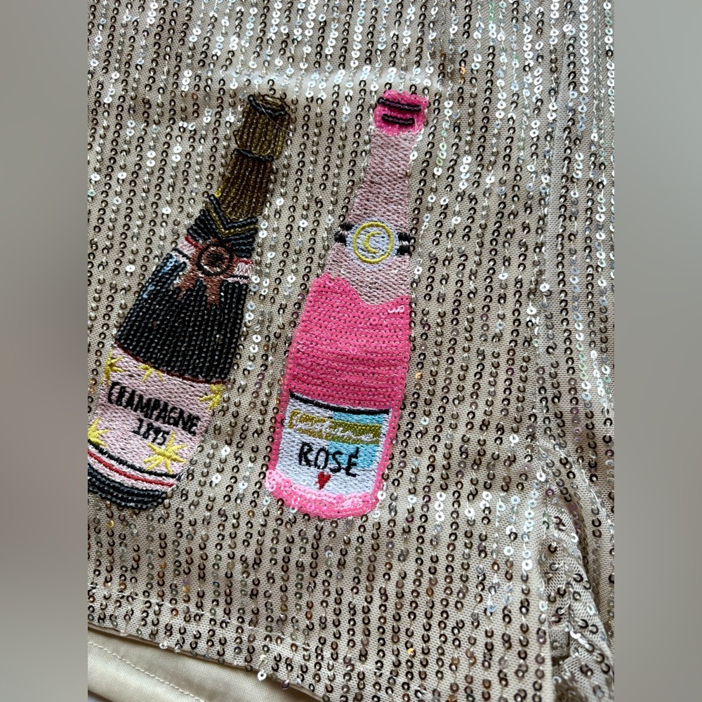 NWT Champagne Sequin High Waist Women's Shorts. Available, L. - Picture 4 of 9